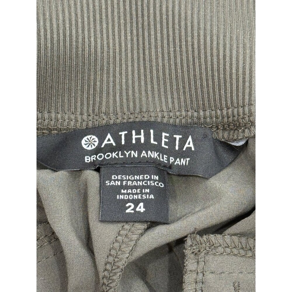 Athleta Brooklyn Ankle Pant Olive Green Elastic Waistband Womens Size 24 NEW - Picture 4 of 10